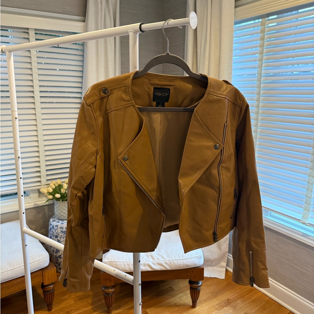 AS·OF Womens Brown Leather Moto Jacket